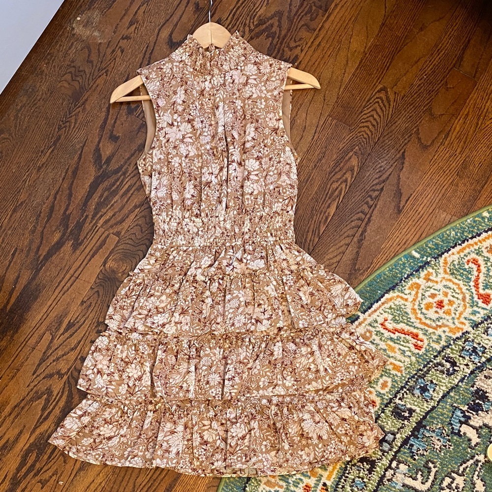 Floral Brown Sleeveless Dress